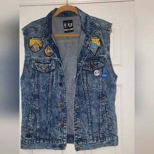NBA WARRIORS DENIM VEST WITH PATCHES